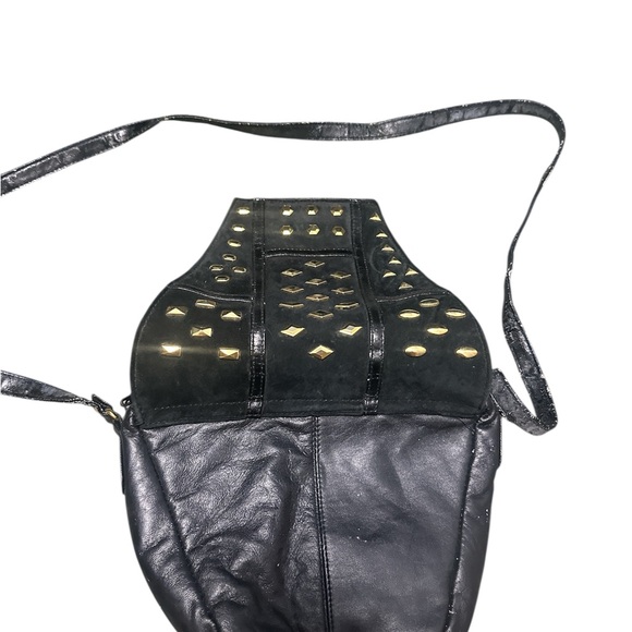 Black Studded Shoulder Bag - Picture 3 of 4
